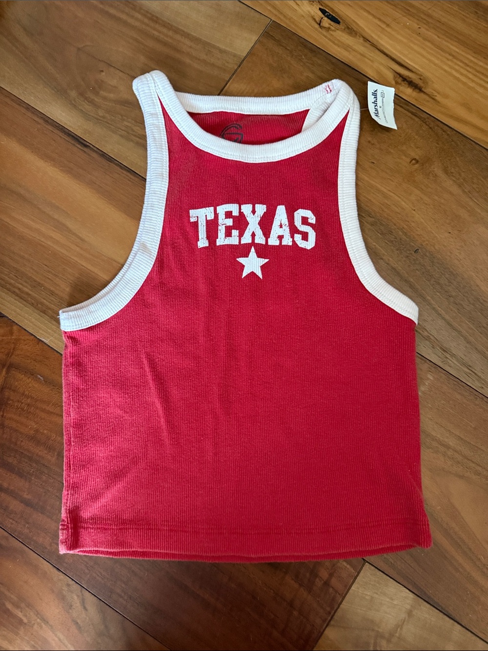 Girls Red TEXAS Tank Top with White Trim
